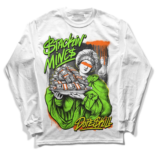 Neon Green Sneakers DopeSkill Long Sleeve T-Shirt Stackin Mines Graphic Streetwear - White