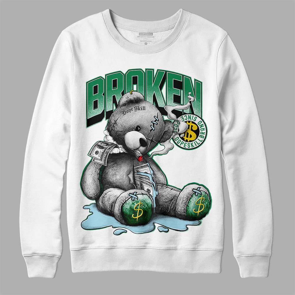 Jordan 5 “Lucky Green” DopeSkill Sweatshirt Sick Bear Graphic Streetwear - White