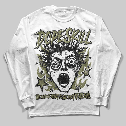 Olive Sneakers DopeSkill Long Sleeve T-Shirt Root of Evil Graphic Streetwear - White