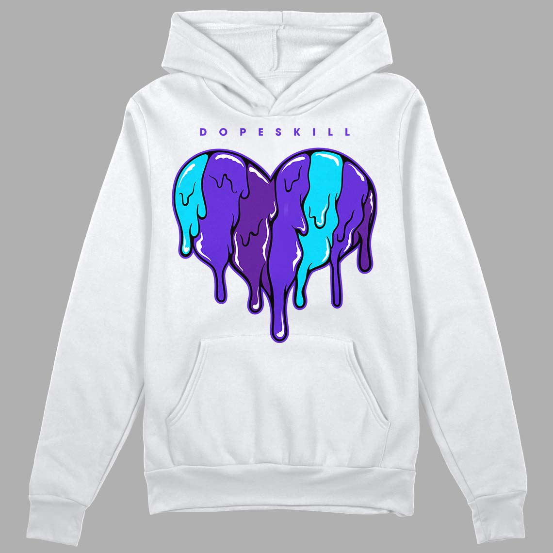 Jordan 6 "Aqua" DopeSkill Hoodie Sweatshirt Slime Drip Heart Graphic Streetwear - White 