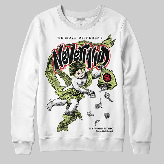 Jordan 5 “Luminous Green” DopeSkill Sweatshirt Nevermind Graphic Streetwear - White