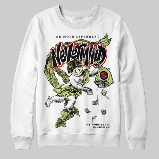 Jordan 5 “Luminous Green” DopeSkill Sweatshirt Nevermind Graphic Streetwear - White