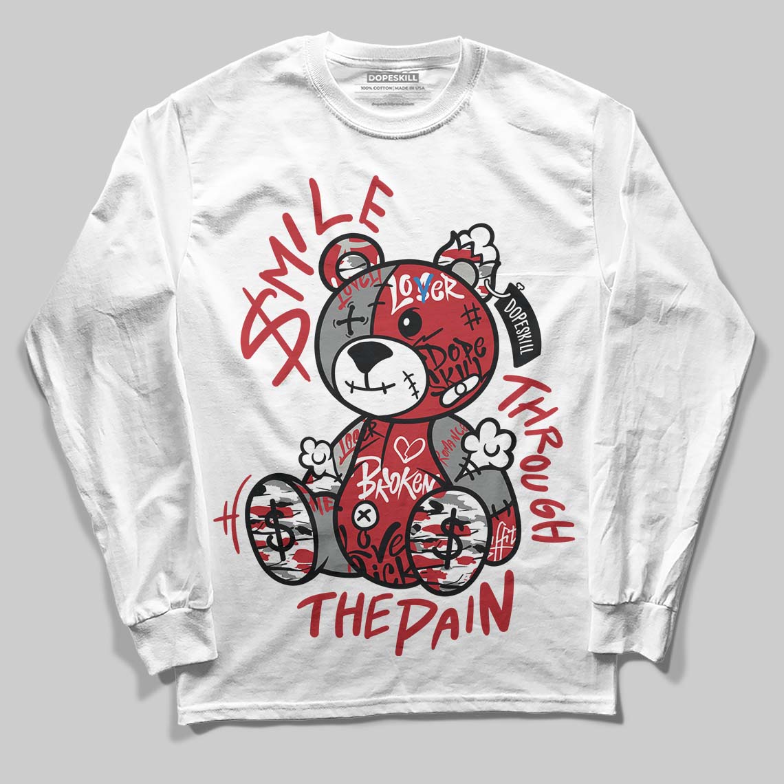 Jordan 8 Retro Bugs Bunny (2025) DopeSkill Long Sleeve T-Shirt Smile Through The Pain Graphic Streetwear - White