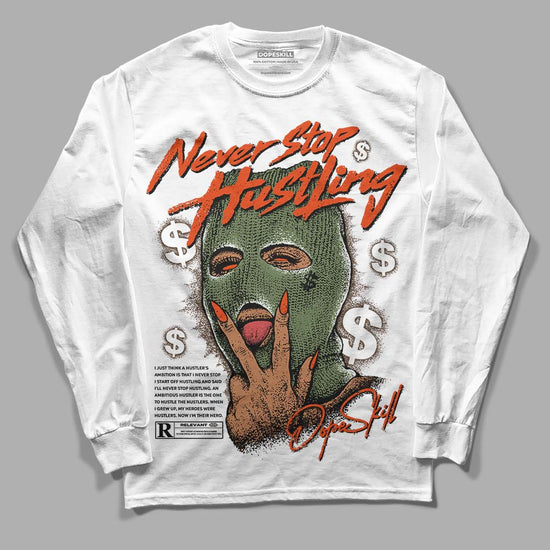Olive Sneakers DopeSkill Long Sleeve T-Shirt Never Stop Hustling Graphic Streetwear - White 
