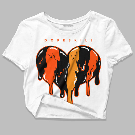 Jordan 12 Retro Brilliant Orange DopeSkill Women's Crop Top Slime Drip Heart Graphic Streetwear - White