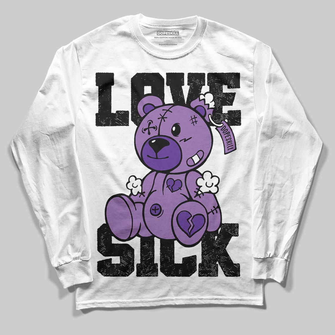 PURPLE Sneakers DopeSkill Long Sleeve T-Shirt Love Sick Graphic Streetwear - White