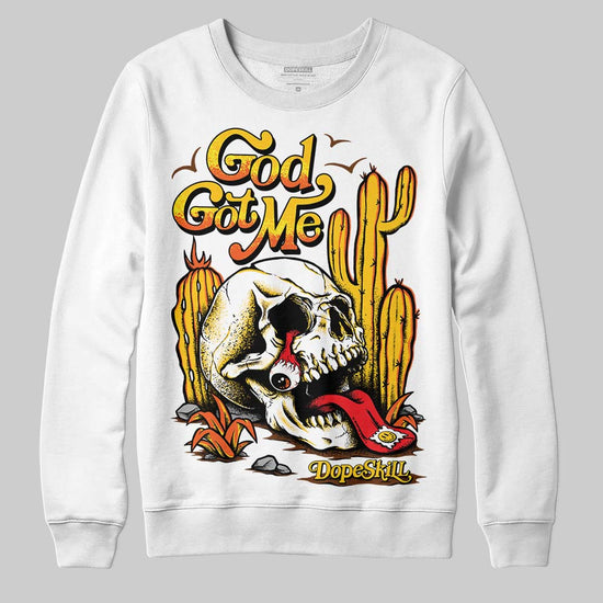 Yellow Sneakers DopeSkill Sweatshirt God Got Me Graphic Streetwear - White