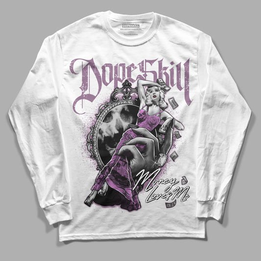 Jordan 2 “Mauve/Off-Noir” DopeSkill Long Sleeve T-Shirt Money Loves Me Graphic Streetwear - White 