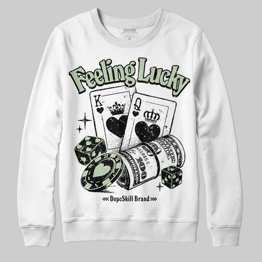 Jordan 4 WMNS “Seafoam” (2025) DopeSkill Sweatshirt Feeling Lucky Graphic Streetwear - White 