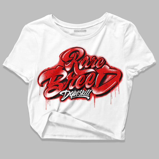 Jordan 4 Retro Red Cement DopeSkill Women's Crop Top Rare Breed Type Graphic Streetwear - White