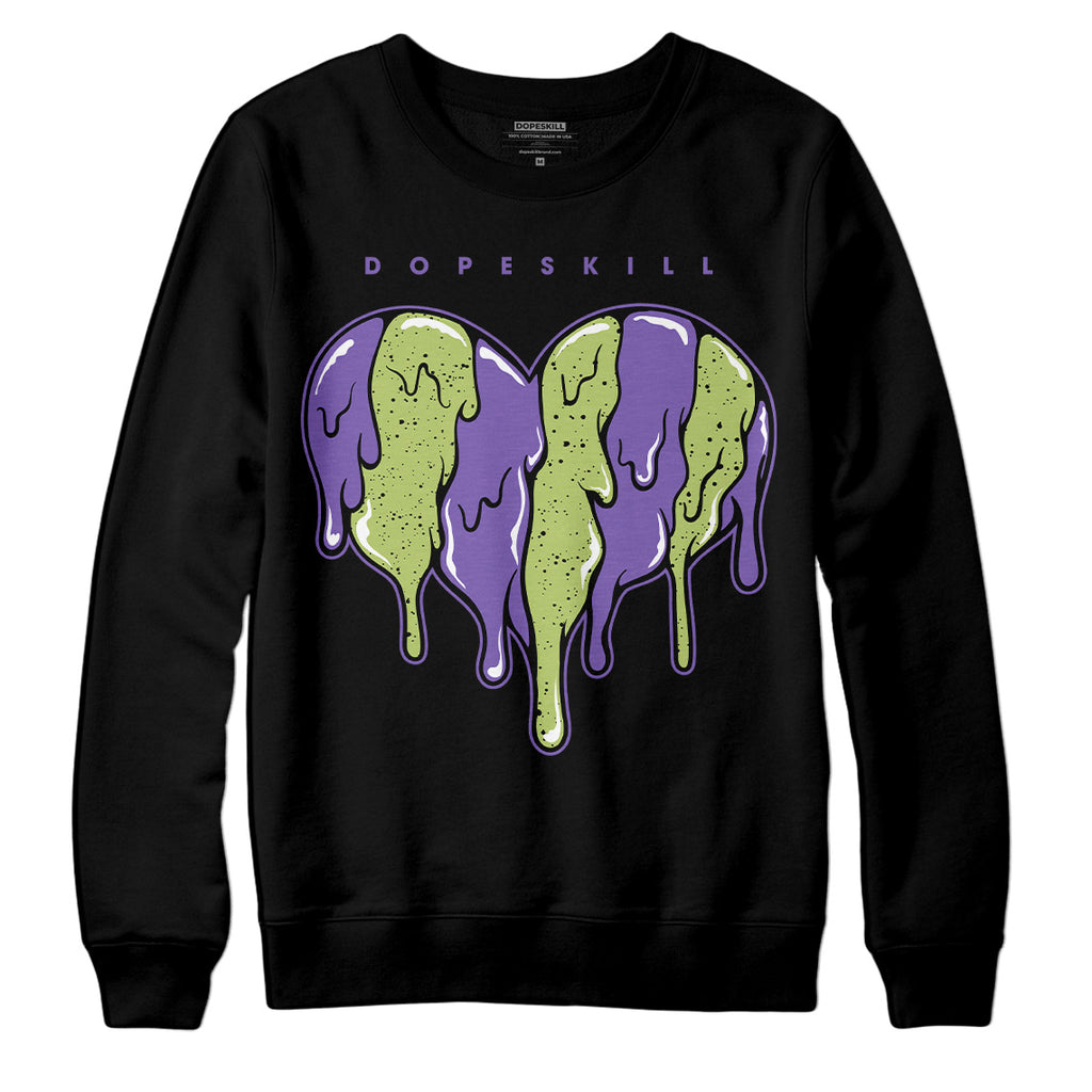 Jordan 4 Canyon Purple DopeSkill Sweatshirt Slime Drip Heart Graphic Streetwear - Black