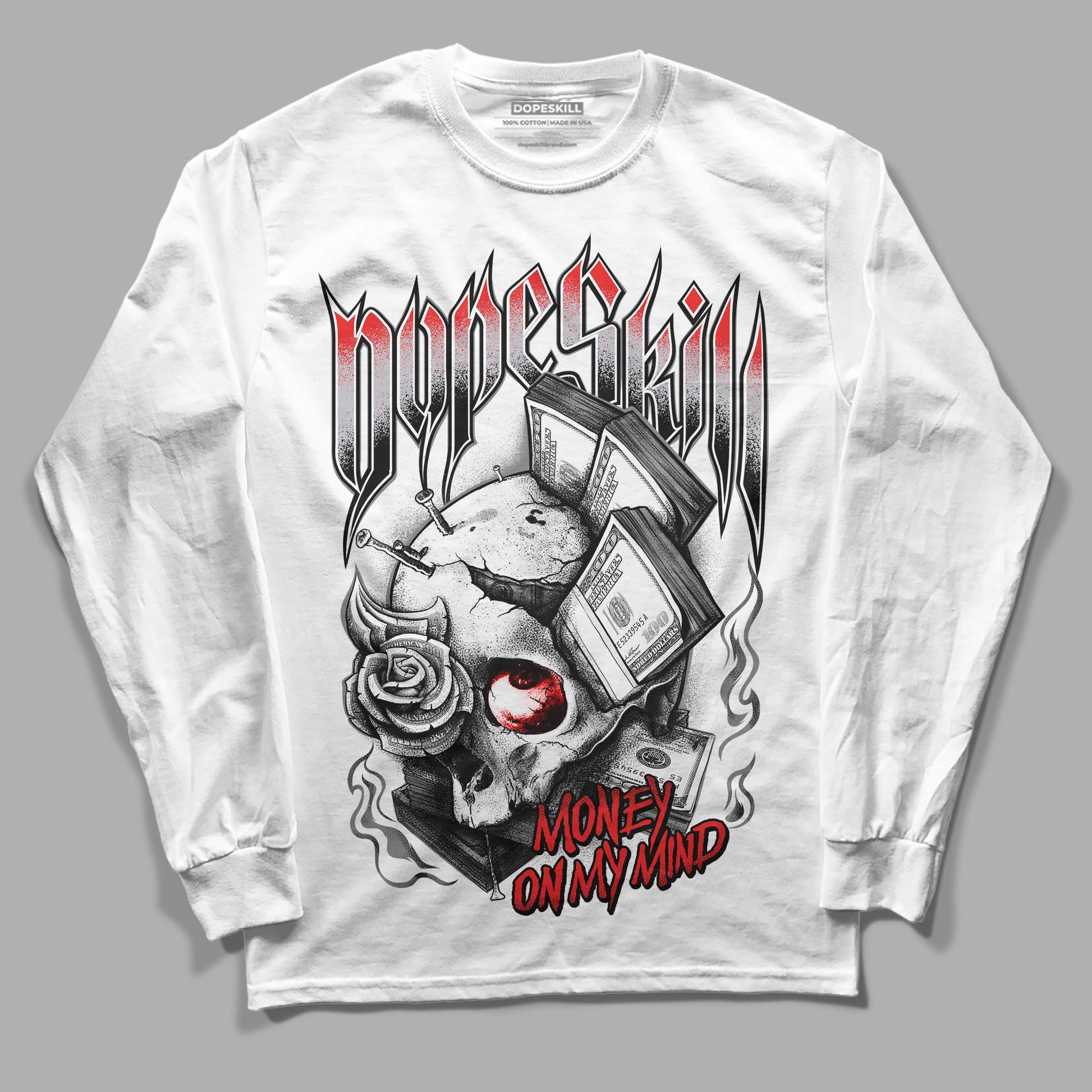 Grey Sneakers DopeSkill Long Sleeve T-Shirt Money On My Mind Graphic Streetwear - White