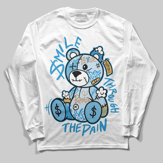Jordan 4 Denim “Worn Blue” DopeSkill Long Sleeve T-Shirt Smile Through The Pain Graphic Streetwear - White