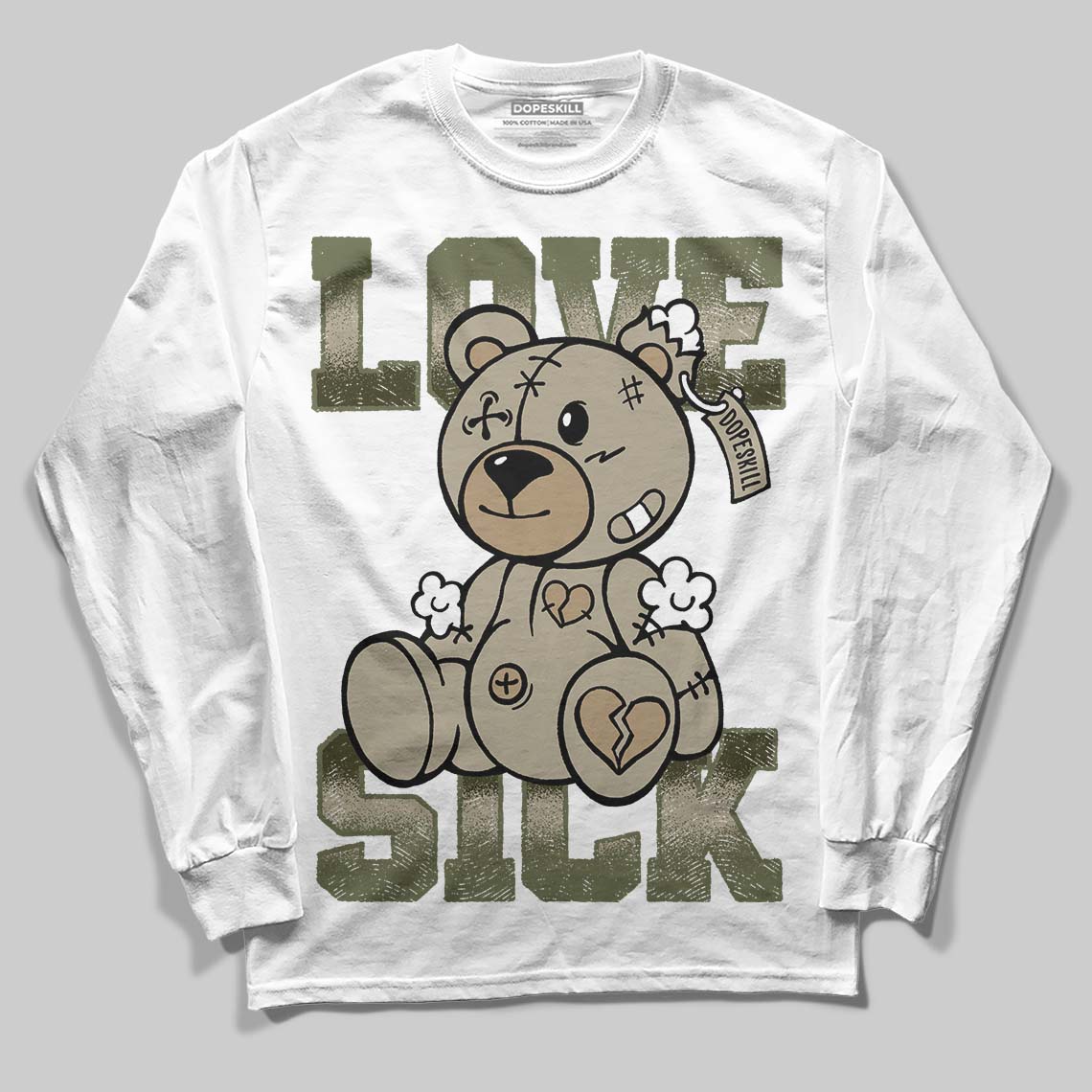 Olive Sneakers DopeSkill Long Sleeve T-Shirt Love Sick Graphic Streetwear - White