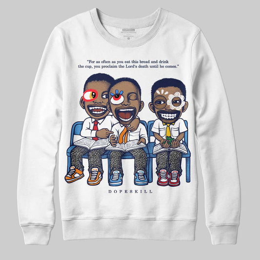 Jordan 3 "Midnight Navy" DopeSkill Sweatshirt First Sunday Graphic Streetwear - White