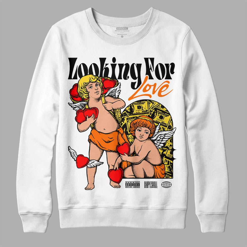 Jordan 4 Thunder DopeSkill Sweatshirt Looking For Love Graphic Streetwear - White