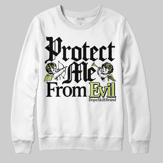 Jordan 5 “Luminous Green” DopeSkill Sweatshirt Protect Me From Evil Graphic Streetwear - White