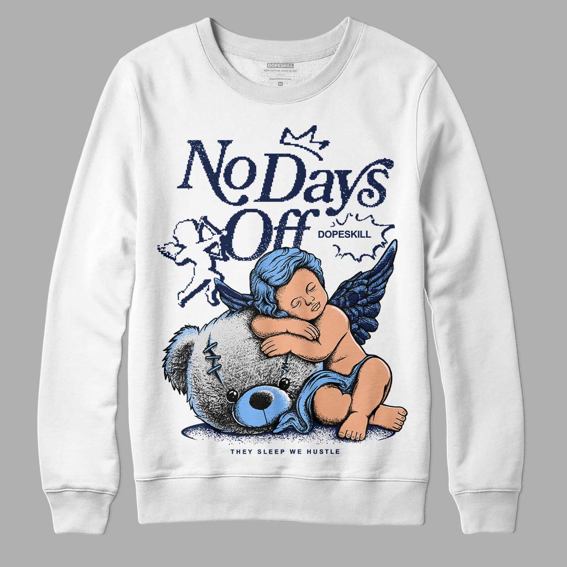 Jordan 5 Midnight Navy DopeSkill Sweatshirt New No Days Off Graphic Streetwear