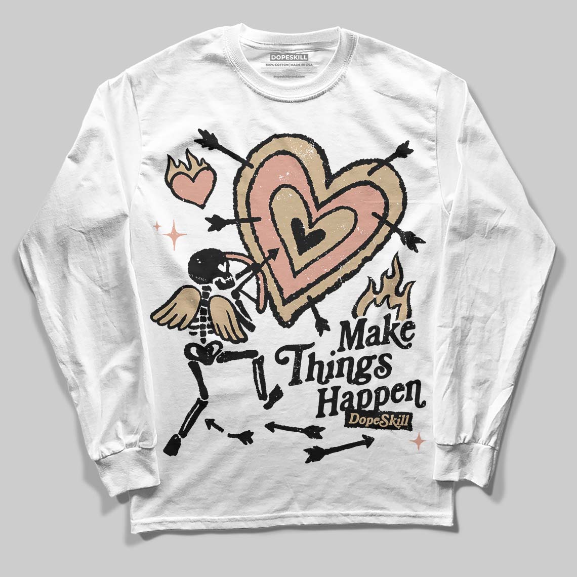 TAN Sneakers DopeSkill Long Sleeve T-Shirt Make Things Happen Graphic Streetwear - White