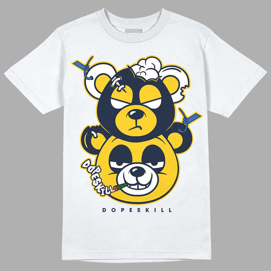 Dunk Low Vintage “Michigan” DopeSkill T-Shirt New Double Bear Graphic Streetwear - White 