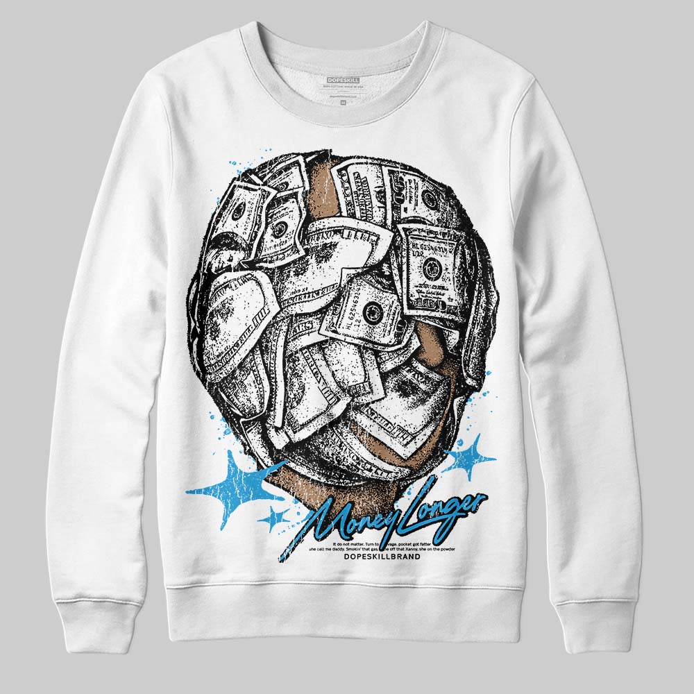Jordan 4 Retro Military Blue DopeSkill Sweatshirt Money Longer Graphic Streetwear - White