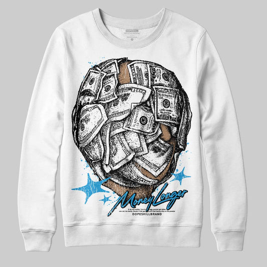 Jordan 4 Retro Military Blue DopeSkill Sweatshirt Money Longer Graphic Streetwear - White