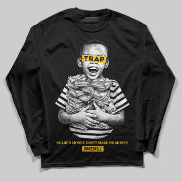 Yellow Sneakers DopeSkill Long Sleeve T-Shirt Scared Money Don't Make No Money Graphic Streetwear - Black