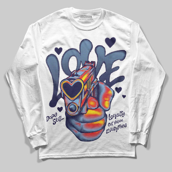 Jordan 6 University Blue DopeSkill Long Sleeve T-Shirt Love Shot Graphic Streetwear - White