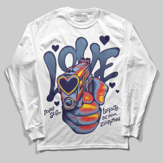 Jordan 6 University Blue DopeSkill Long Sleeve T-Shirt Love Shot Graphic Streetwear - White