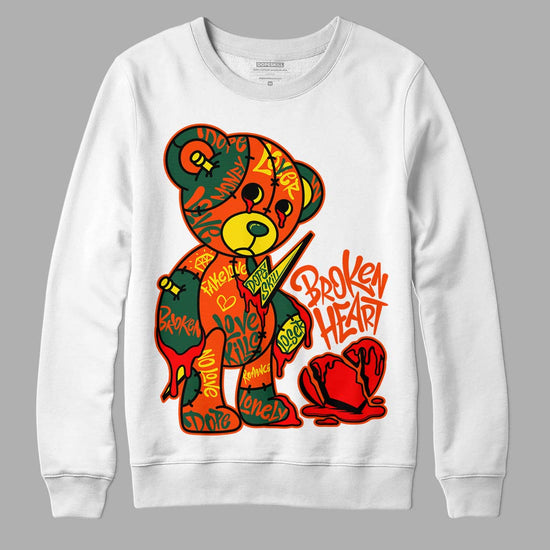Dunk Low Team Dark Green Orange DopeSkill Sweatshirt Broken Heart Graphic Streetwear - White