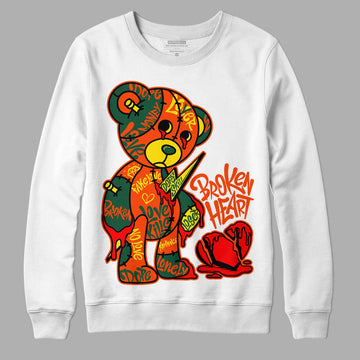 Dunk Low Team Dark Green Orange DopeSkill Sweatshirt Broken Heart Graphic Streetwear - White