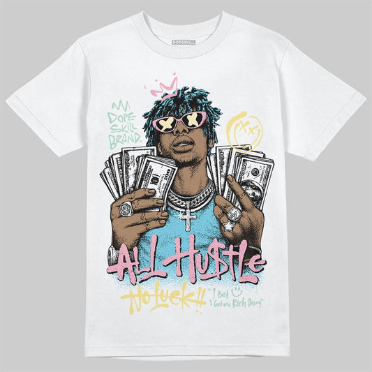 SB Dunk Low Verdy Visty DopeSkill T-Shirt All Hustle No Luck Graphic Streetwear - White 