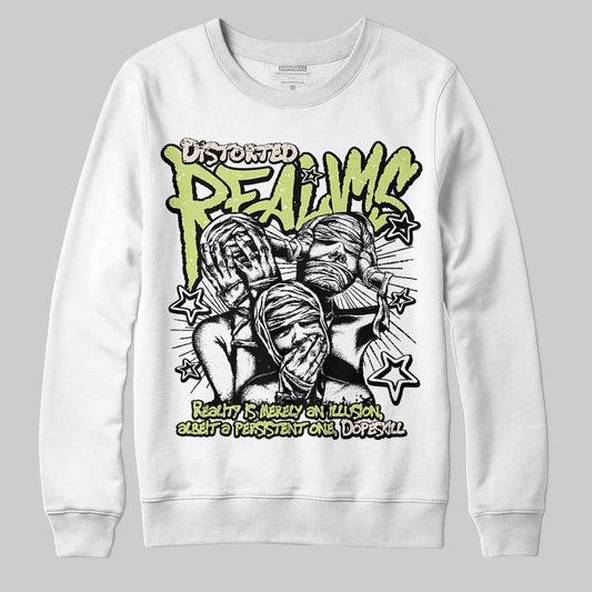 Jordan 5 “Luminous Green” DopeSkill Sweatshirt Distorted Realms Graphic Streetwear - White