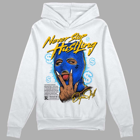 Royal Blue Sneakers DopeSkill Hoodie Sweatshirt Never Stop Hustling Graphic Streetwear - White 