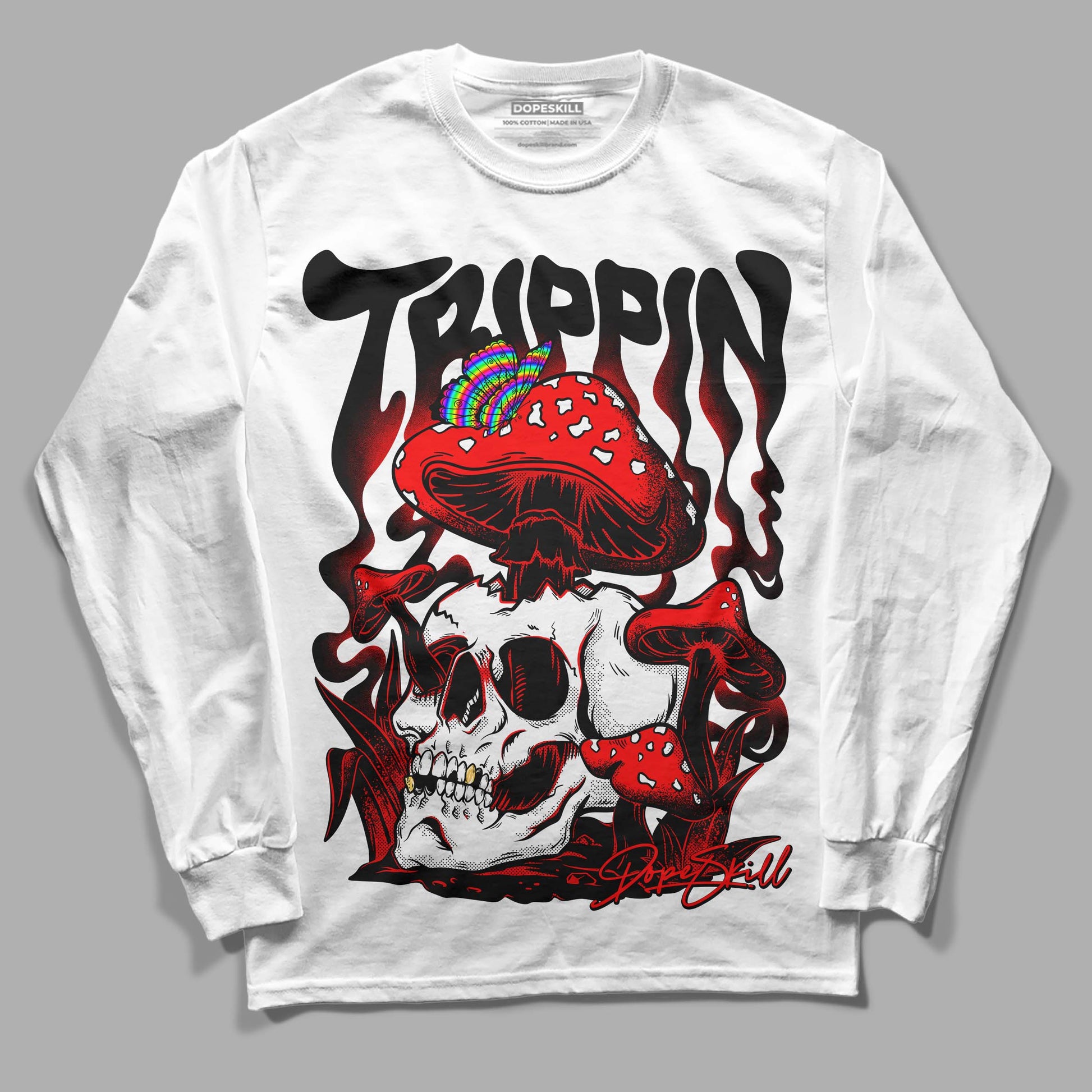 Jordan 1 Retro High OG "Satin Bred" DopeSkill Long Sleeve T-Shirt Trippin Graphic Streetwear - White