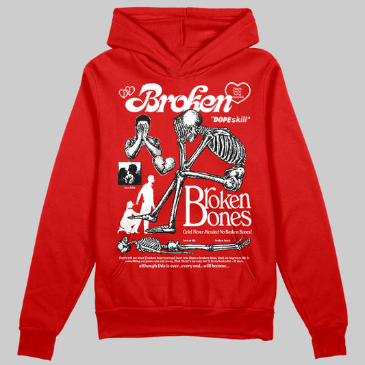 Jordan 11 “Bred Velvet” DopeSkill Red Hoodie Sweatshirt Broken Bones Graphic Streetwear