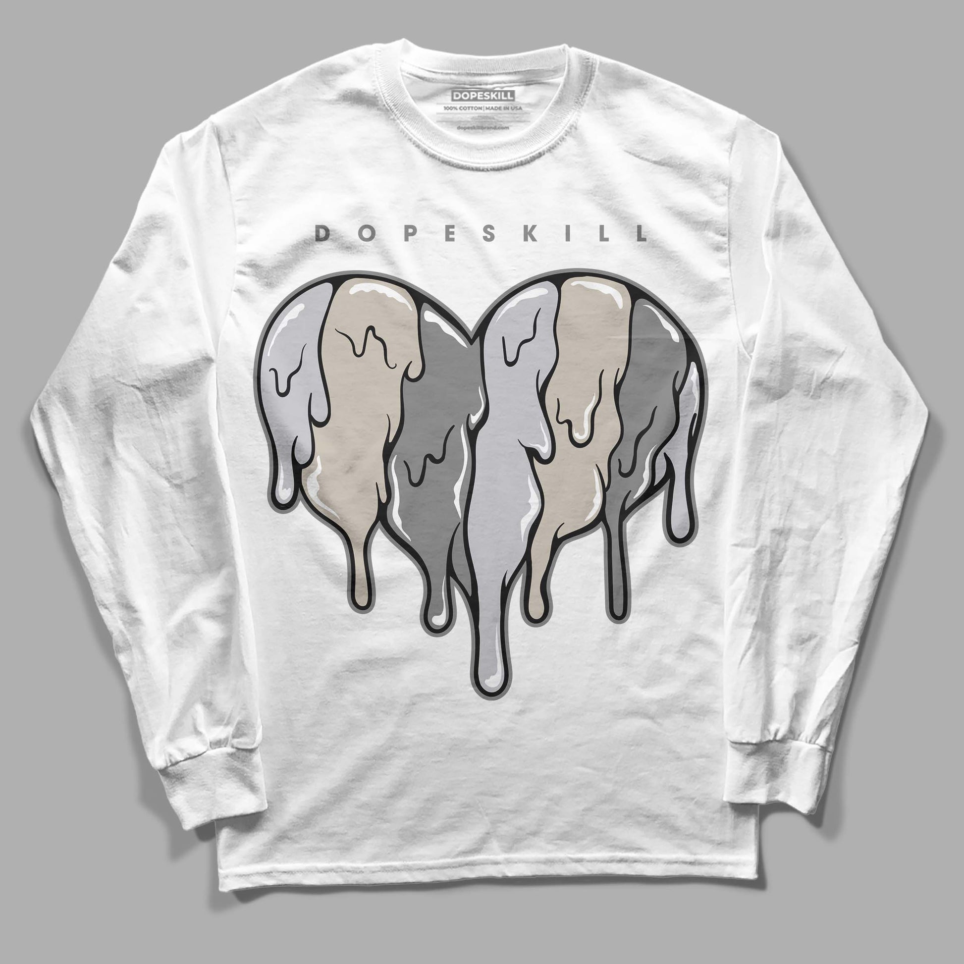 Grey Sneakers DopeSkill Long Sleeve T-Shirt Slime Drip Heart Graphic Streetwear - White