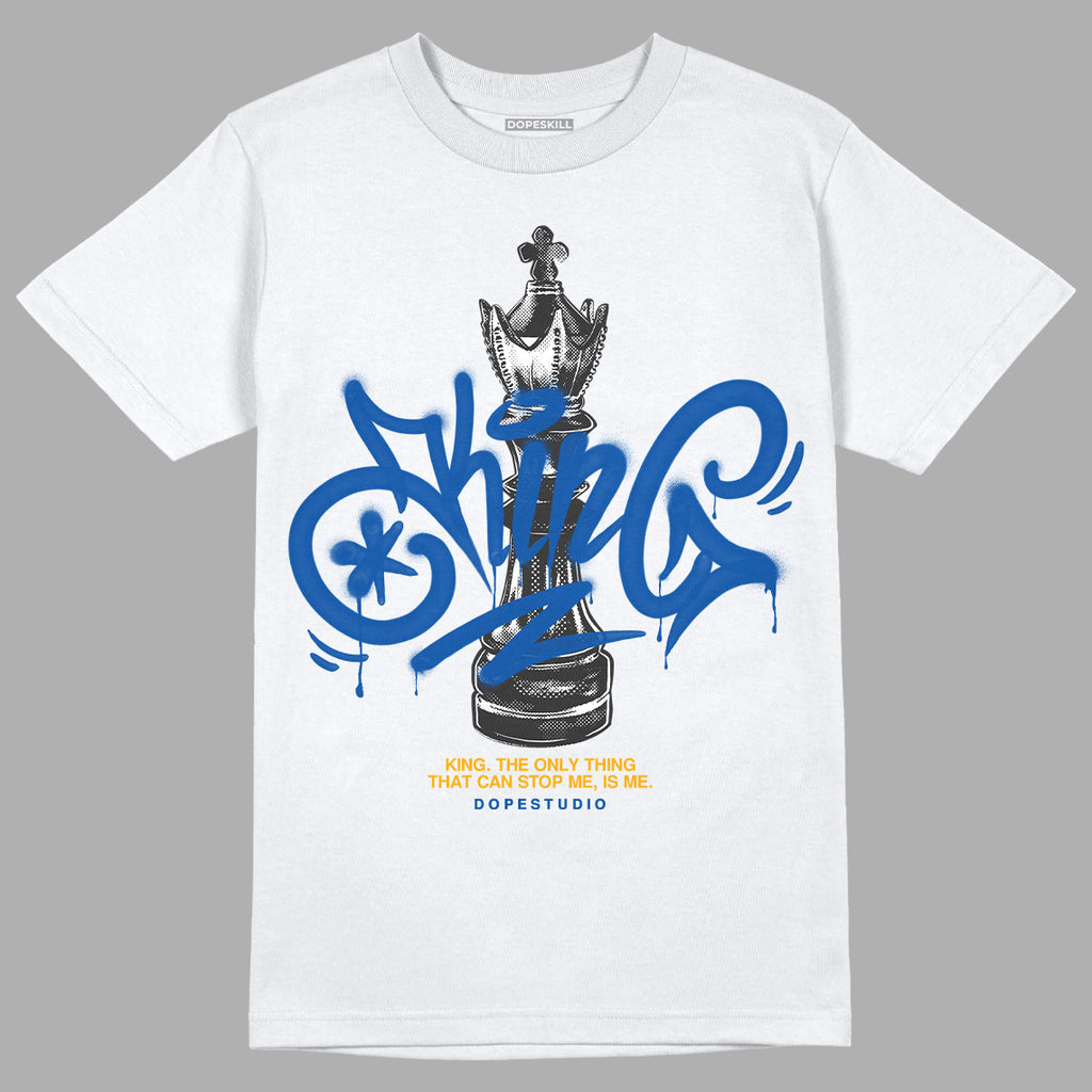 Dunk Blue Jay and University Gold DopeSkill T-Shirt King Chess Graphic Streetwear - White