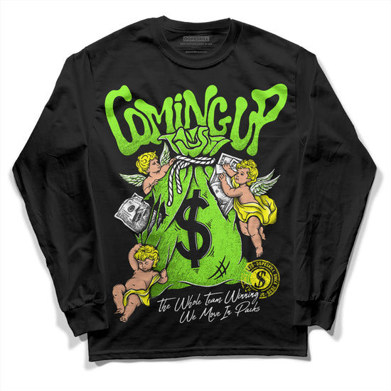 Neon Green Sneakers DopeSkill Long Sleeve T-Shirt Money Bag Coming Up Graphic Streetwear - Black 