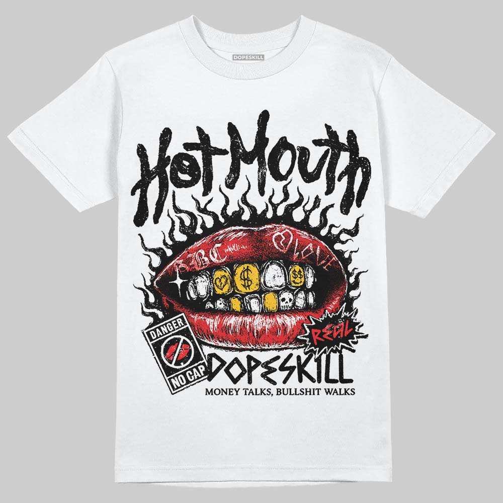 Rick Owens Leather Low Sneaker Black And Milk DopeSkill T-Shirt Hot Mouth Graphic Streetwear - White