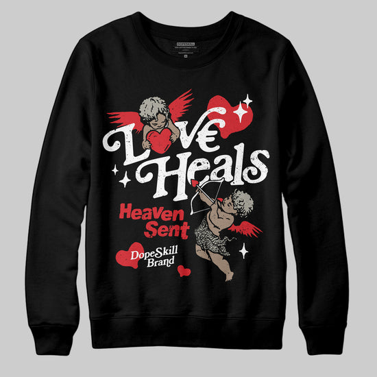 Jordan 3 Retro Fire Red DopeSkill Sweatshirt New Love Heals Graphic Streetwear - Black