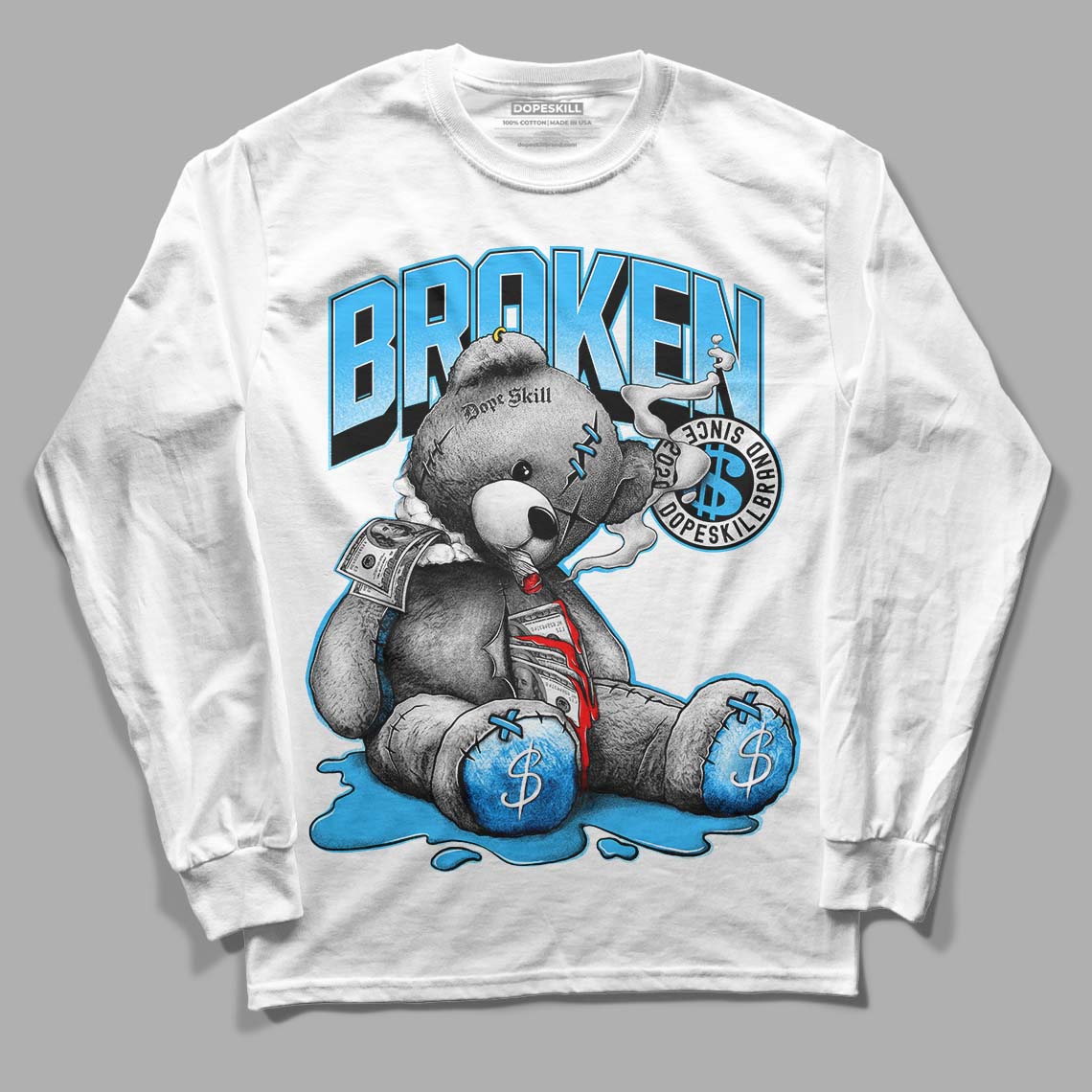 Jordan 1 High Retro OG “University Blue” DopeSkill Long Sleeve T-Shirt Sick Bear Graphic Streetwear - White