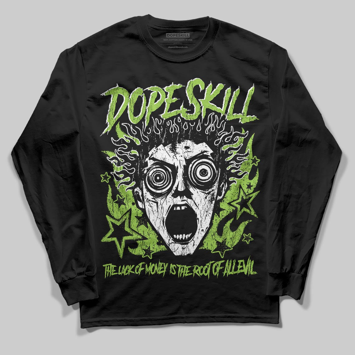 Neon Green Sneakers DopeSkill Long Sleeve T-Shirt Root of Evil Graphic Streetwear - black
