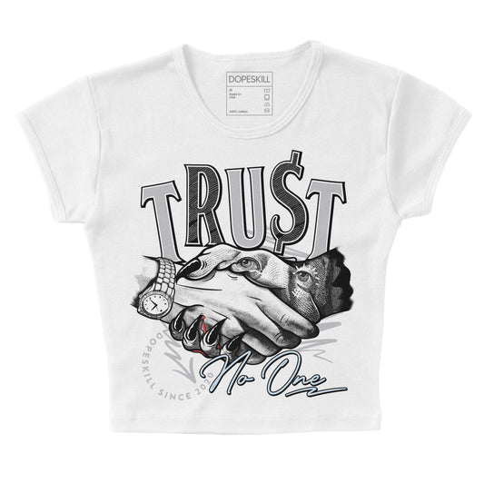 Jordan 11 Retro Low Cement Grey DopeSkill Women's Crop Top Trust No One Graphic Streetwear - White