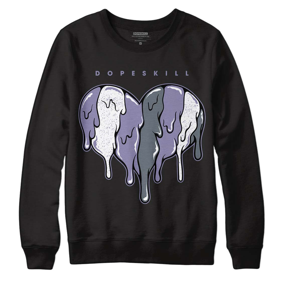 Jordan 5 Retro Low Indigo Haze DopeSkill Sweatshirt Slime Drip Heart Graphic Streetwear - Black