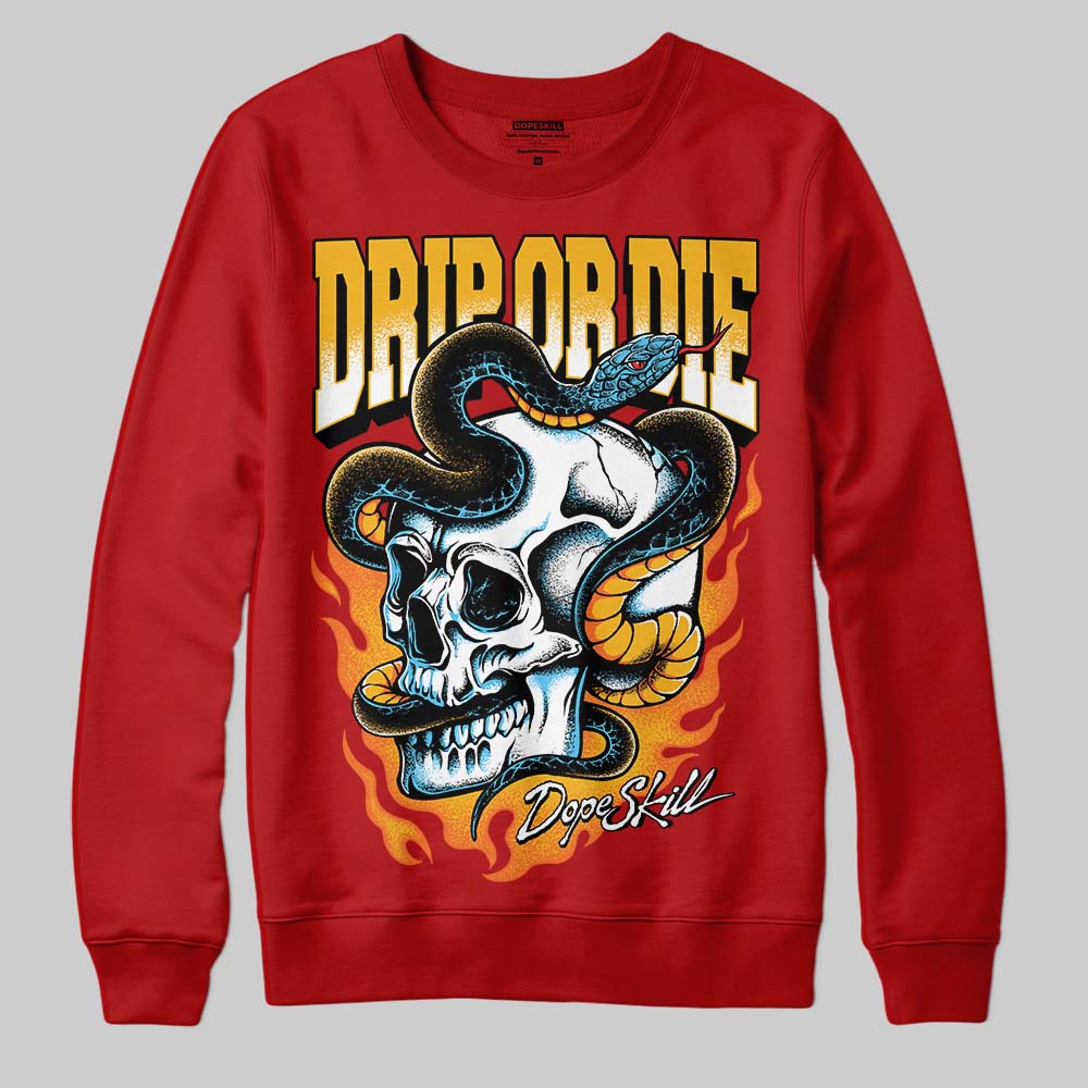 Red Sneakers DopeSkill Sweatshirt Drip or Die Graphic Streetwear - Red