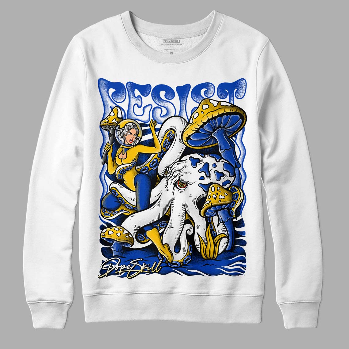 Jordan 14 “Laney” DopeSkill Sweatshirt Resist Graphic Streetwear - White