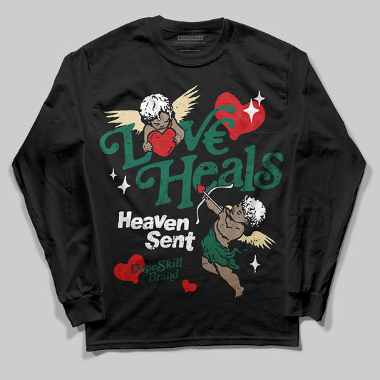 Jordan 4 Retro Oxidized Green DopeSkill Long Sleeve T-Shirt New Love Heals Graphic Streetwear - Black