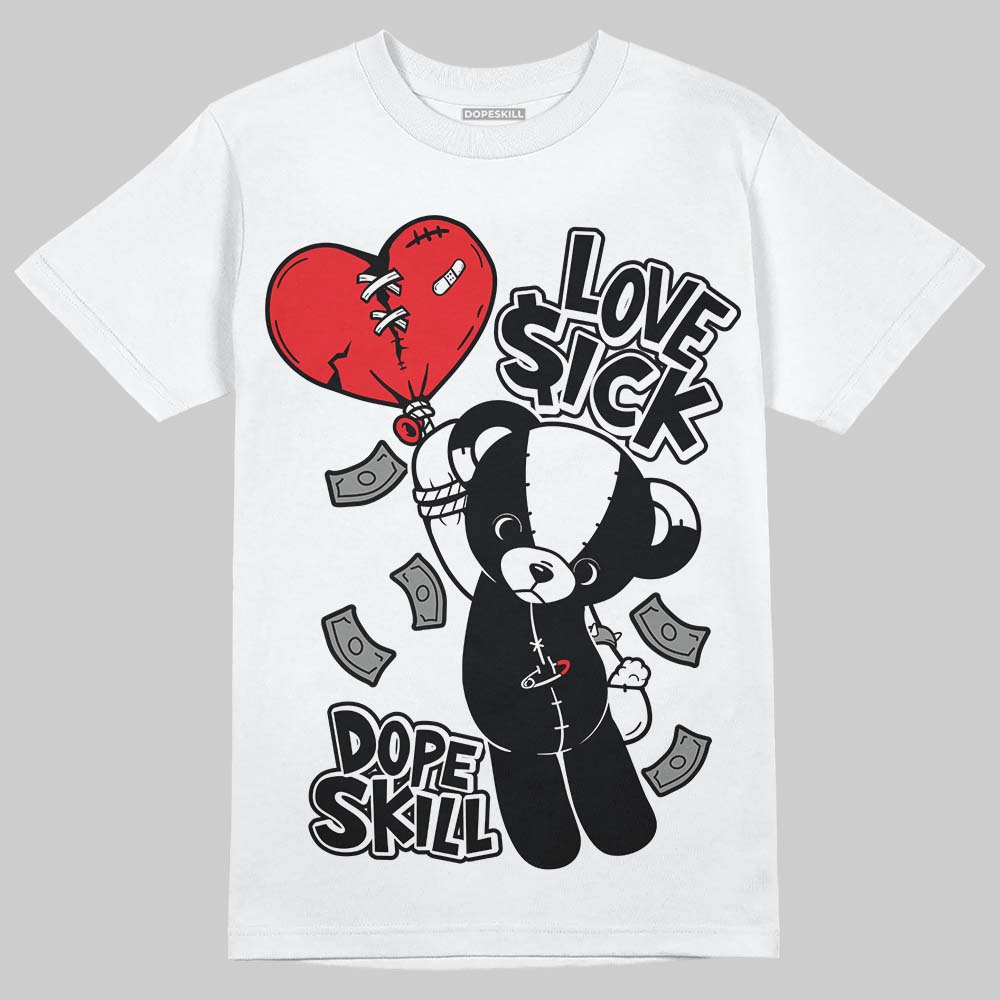 Rick Owens Leather Low Sneaker Black And Milk DopeSkill T-Shirt Love Sick Graphic Streetwear - White