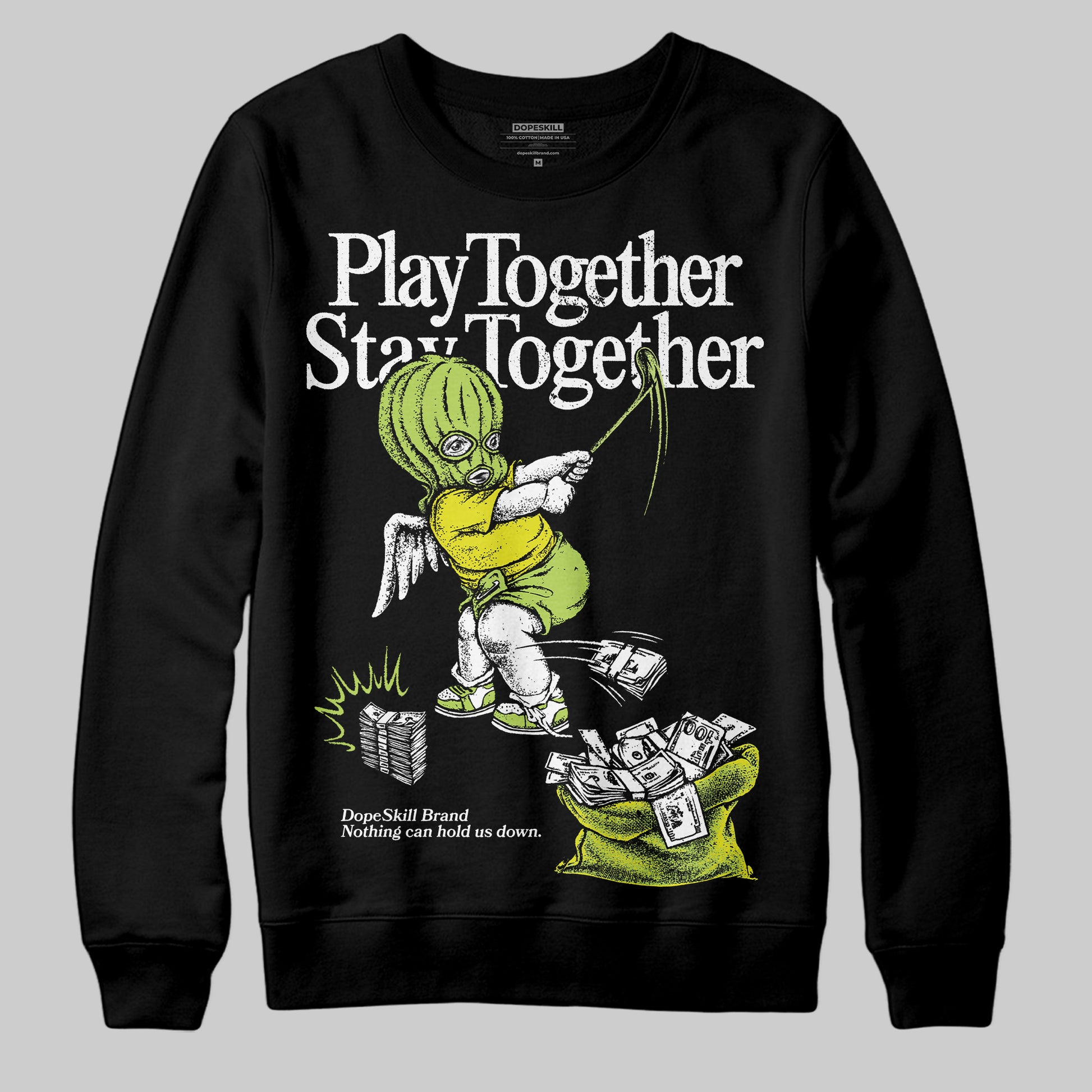 Jordan 13 Retro Bright Cactus DopeSkill Sweatshirt Play together, Stay together Graphic Streetwear - Black